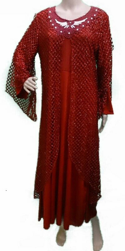 Abaya "Elisa". Dunkelrot. DE-Größe 42/44