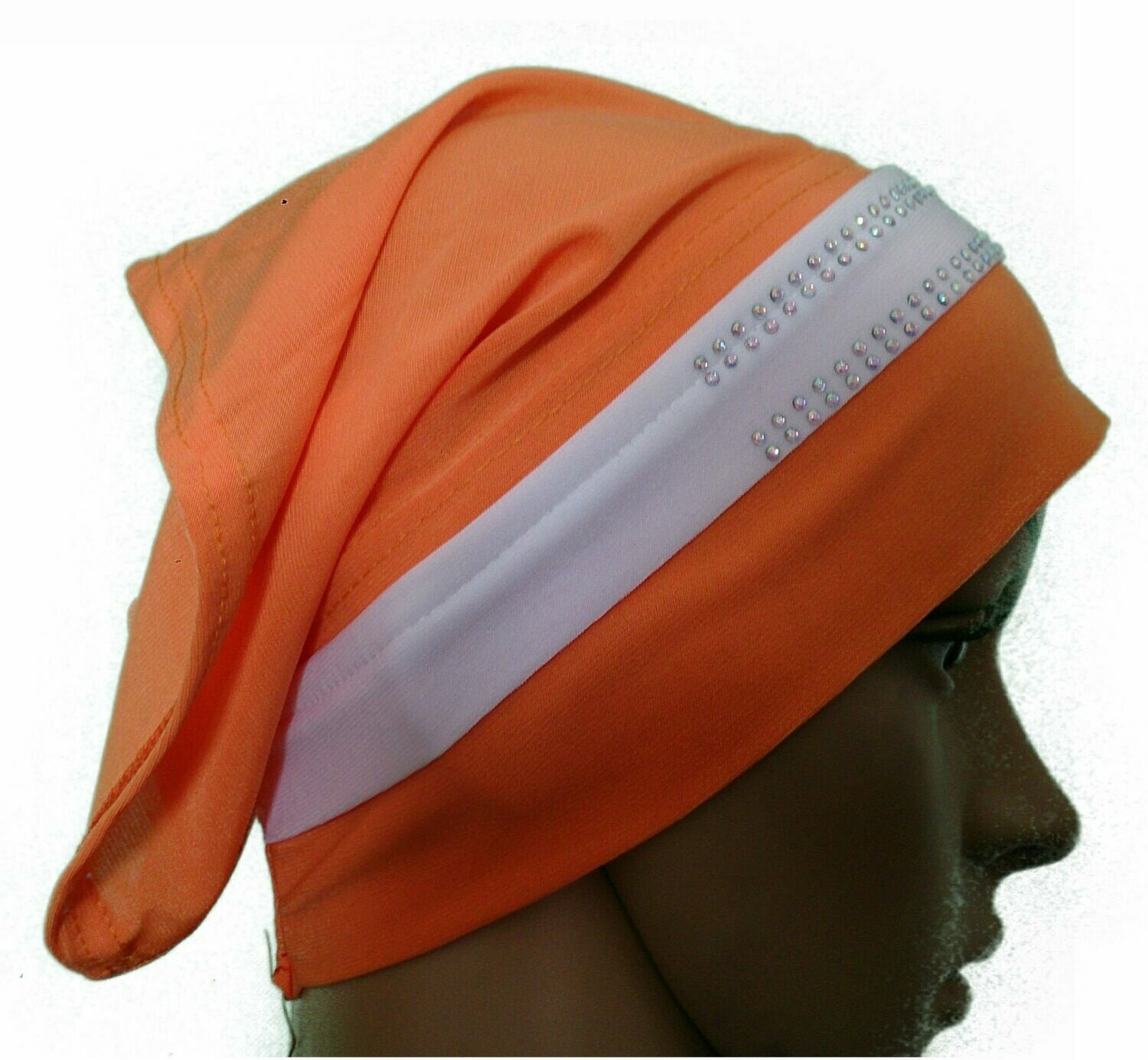Schlauchbonnet Strass. Orange