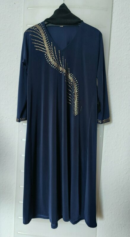 Mädchenkleid, Abaya Strass, Dunkelblau T32 bzw. 104