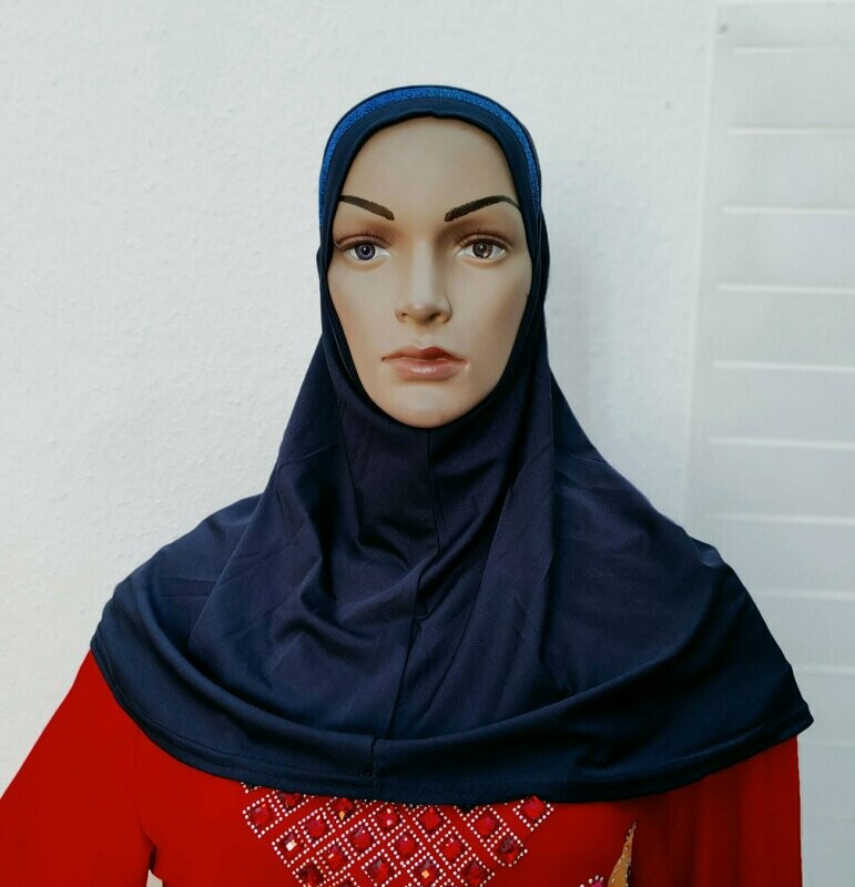 Amirahijab Glitzerstreifen, Dunkelblau