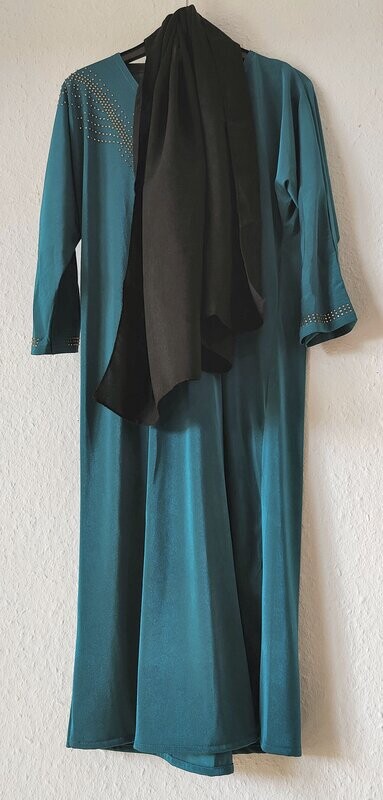 Mädchenkleid, Abaya Strass, Türkis T32 bzw. 104