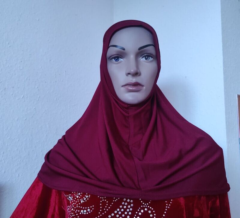 Amirahijab mit Glitzerstreifen, Dunkelrot
