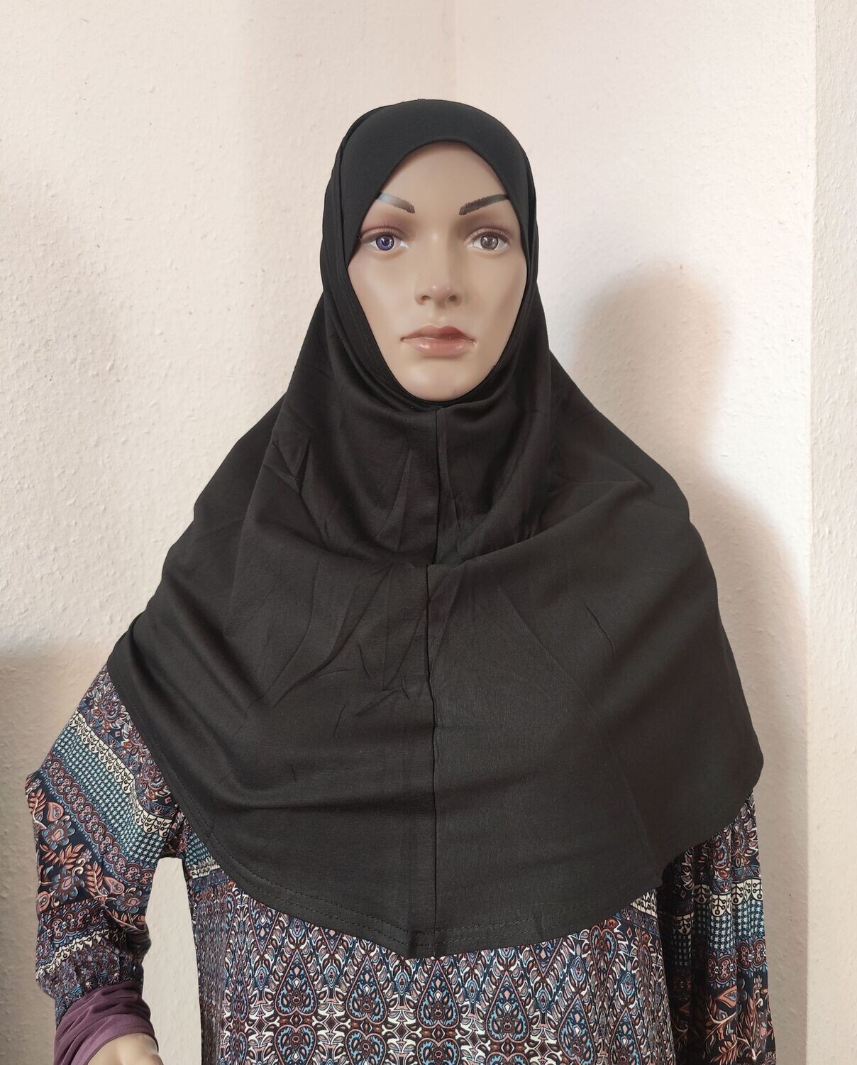 Amirahijab aus Baumwolle, 2teilig. Schwarz