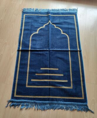 Sijaada, Gebetsteppich Blau mit goldfarbener Stickerei Sijaada, Gebetsteppich Blau mit goldfarbener Stickerei