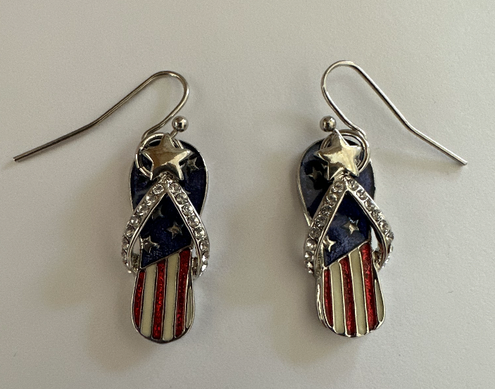 Patriotic American Flag Flip Flop Earrings