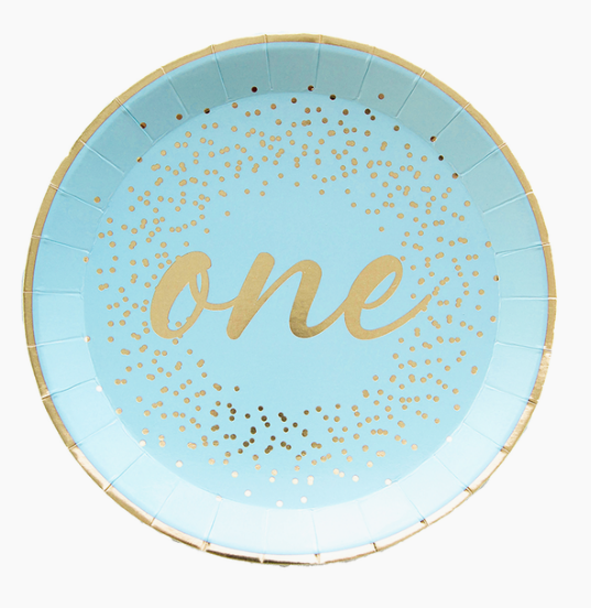 Milestone Blue Onederland Plates &amp; Napkins