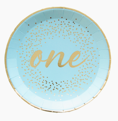 Milestone Blue Onederland Plates & Napkins