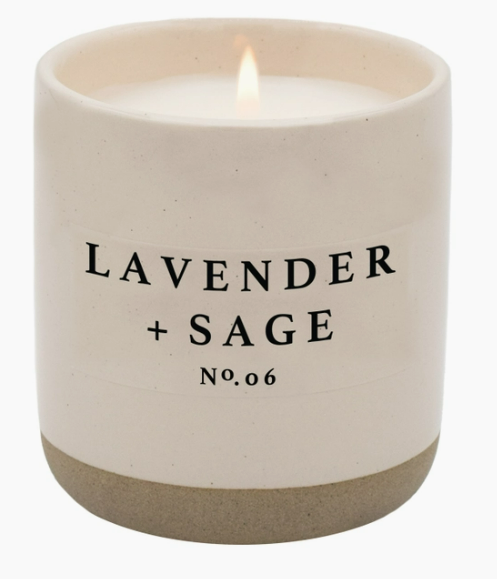 Lavender + Sage Soy Candle | Stoneware Candle Jar