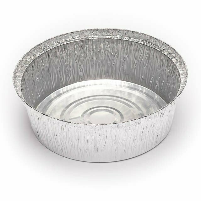 Bandeja aluminio pollo pequeño 1400 cc. Caja 500 und.