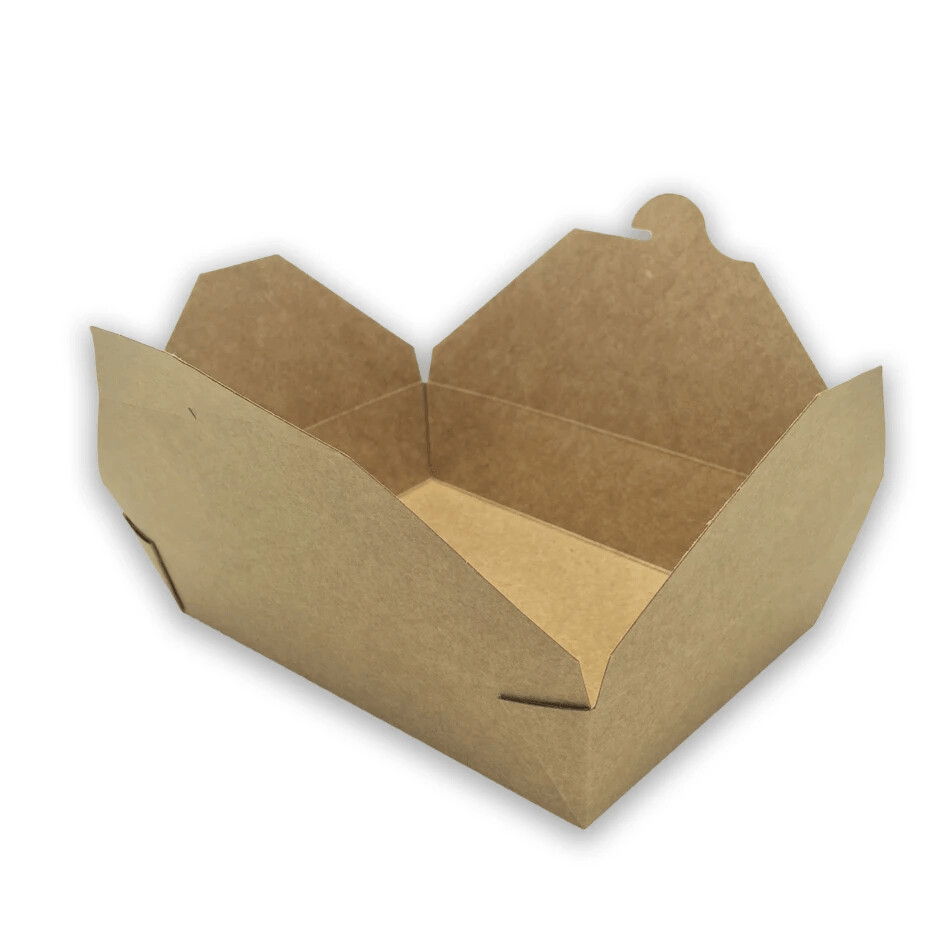 Envase ecológico cartón kraft comida para llevar 1900cc. Caja 200 unidades