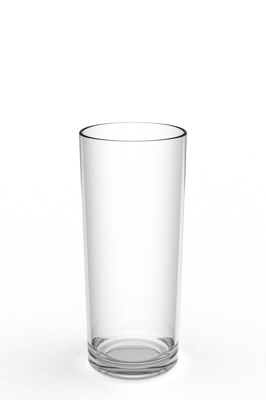 Vaso tubo POLICARBONATO de 330 cc. TRANSPARENTE E IRROMPIBLE. Caja 72 vasos.