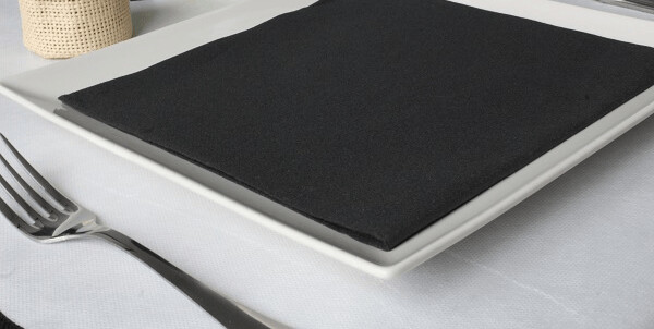 Servilleta air laid 40x40 cm. Plegado 1/4.  Caja de 600 und. NEGRO
