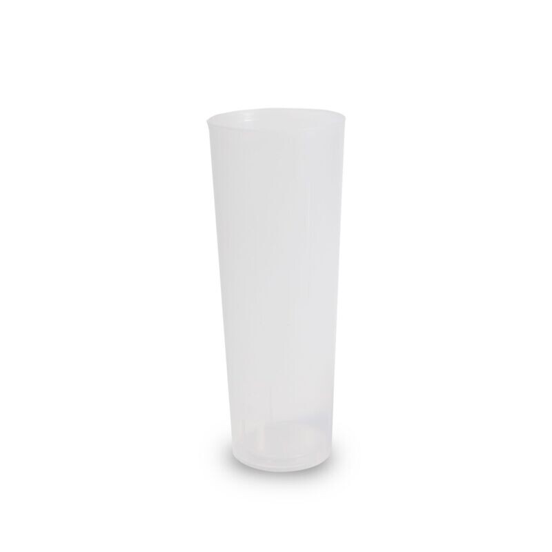 Vaso de Tubo de plástico 300 cc PP Flex REUTILIZABLE 20 lavados. Caja 500 vasos.