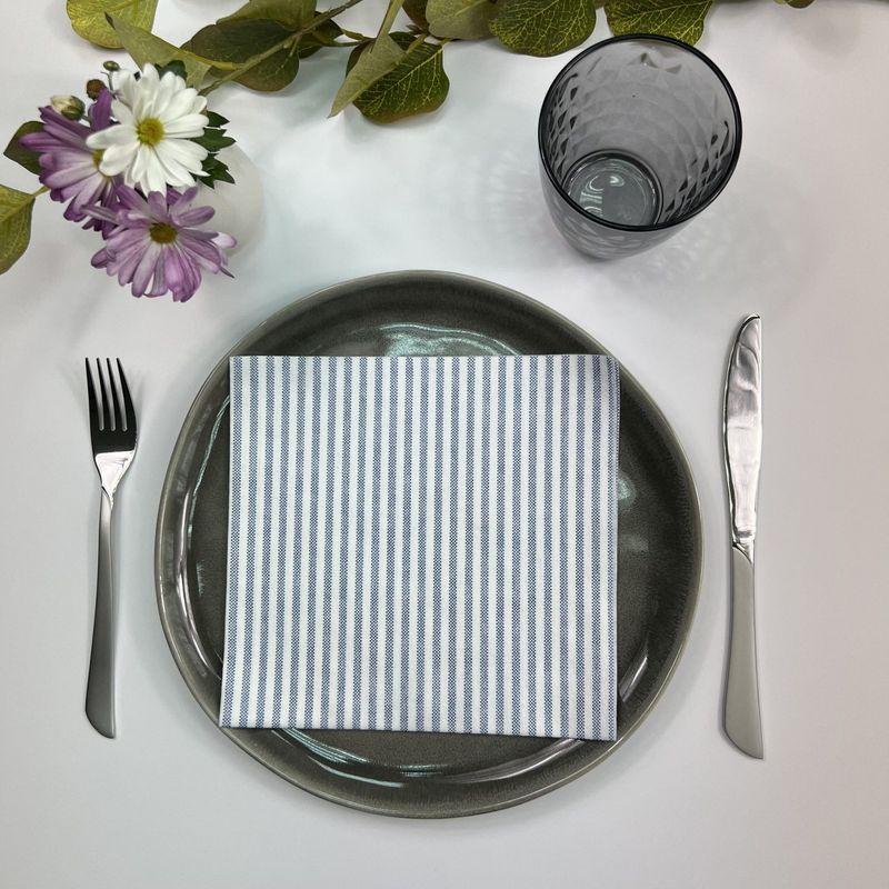 Servilleta tela desechable 40x40 cm. Caja 600 u. RAYAS AZUL