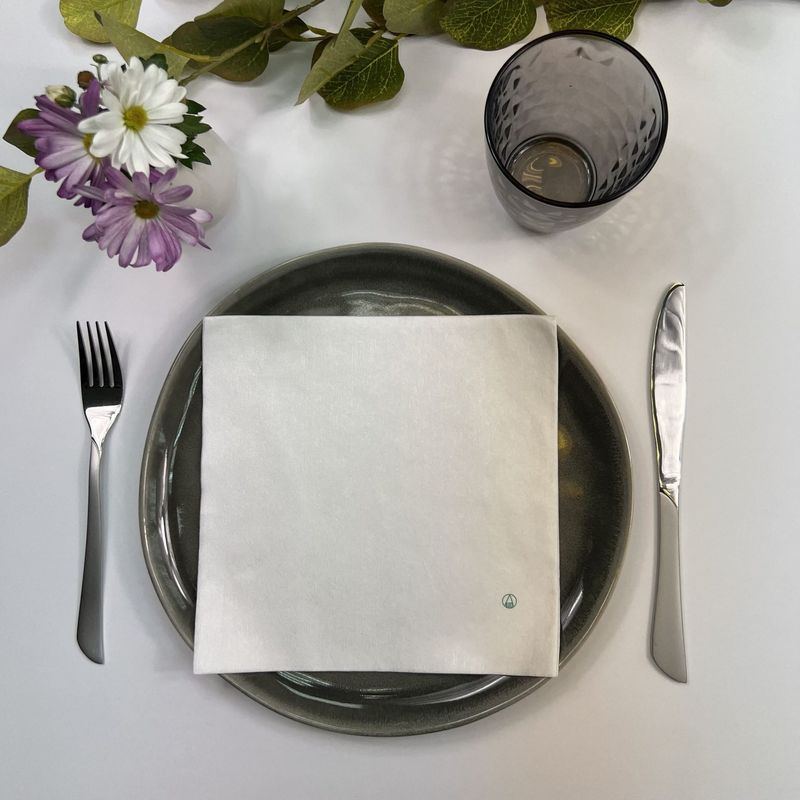 Servilleta  compostable y biodegradable. 40x40 cm . Caja 720 servilletas.BLANCA