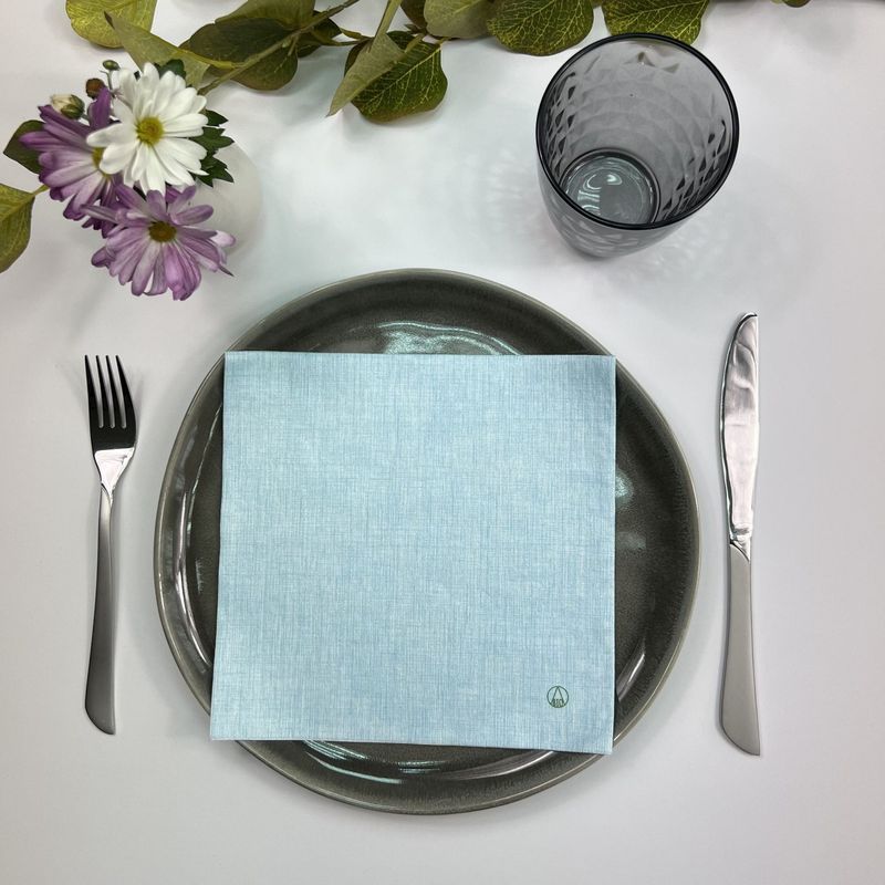 Servilleta biodegradable. 40x40 cm . Caja 600 servilletas. TURQUESA