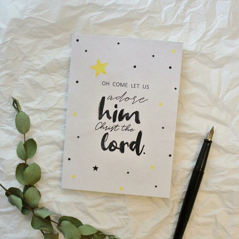 Weihnachtskarte "adore him"