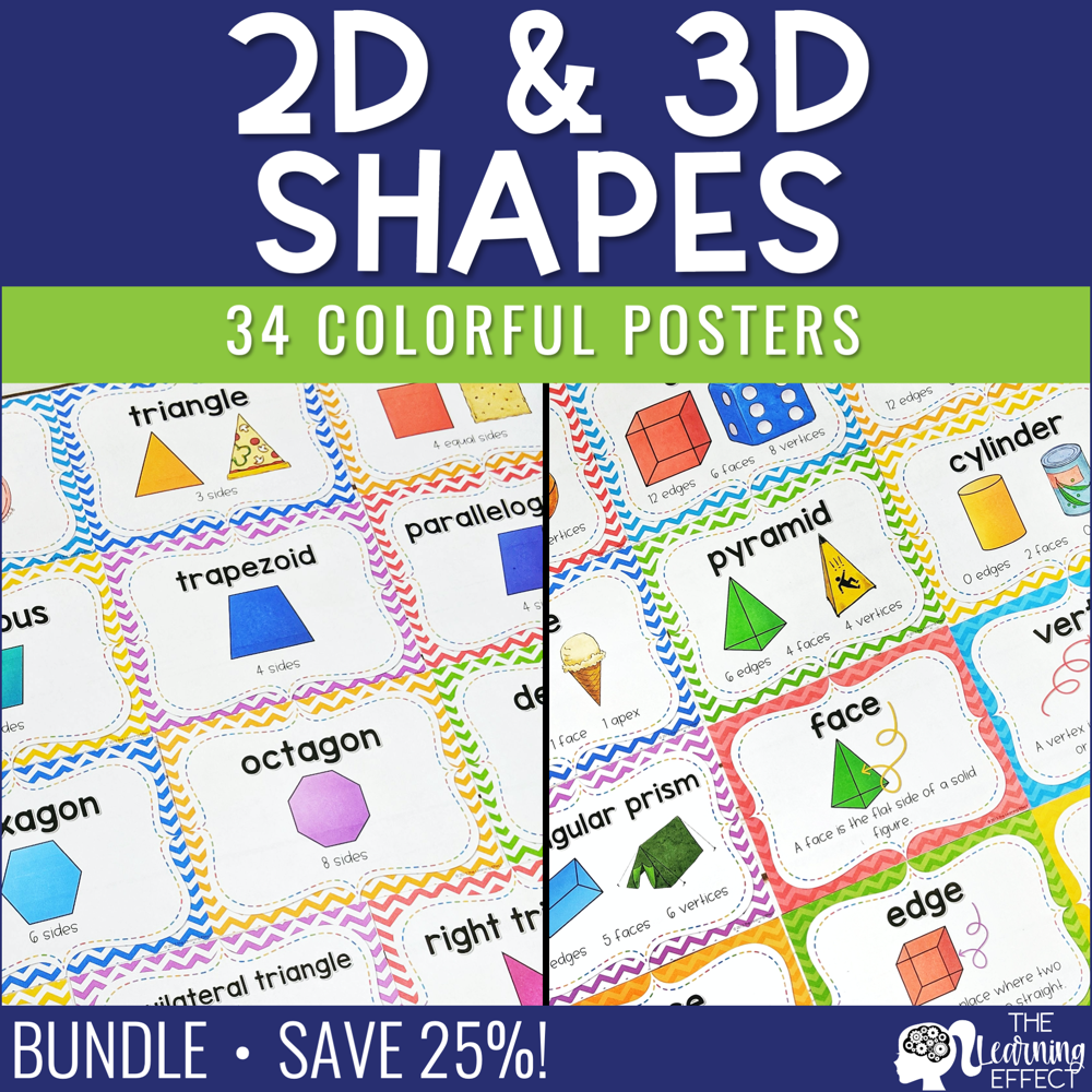 2D and 3D Geometric Shape Posters BUNDLE