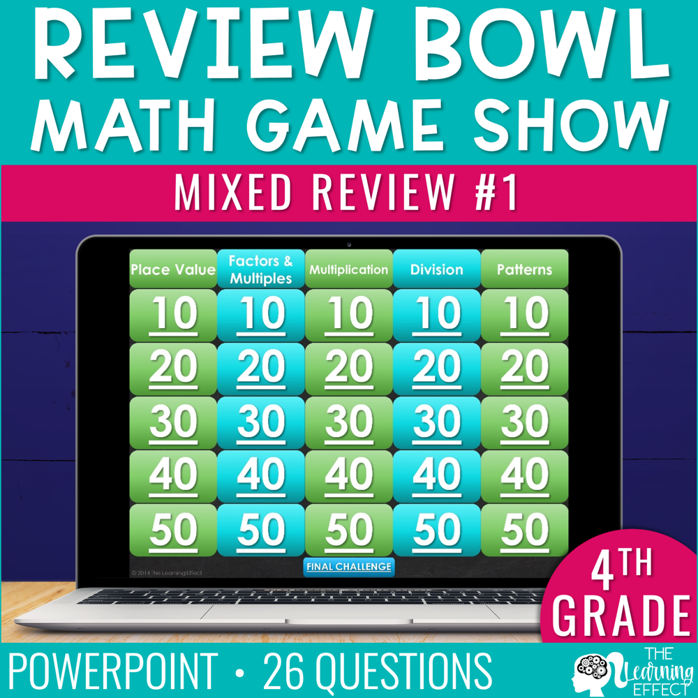 4Th Grade Math Review #1 Game Show End Of Year | Shop • The Learning Effect