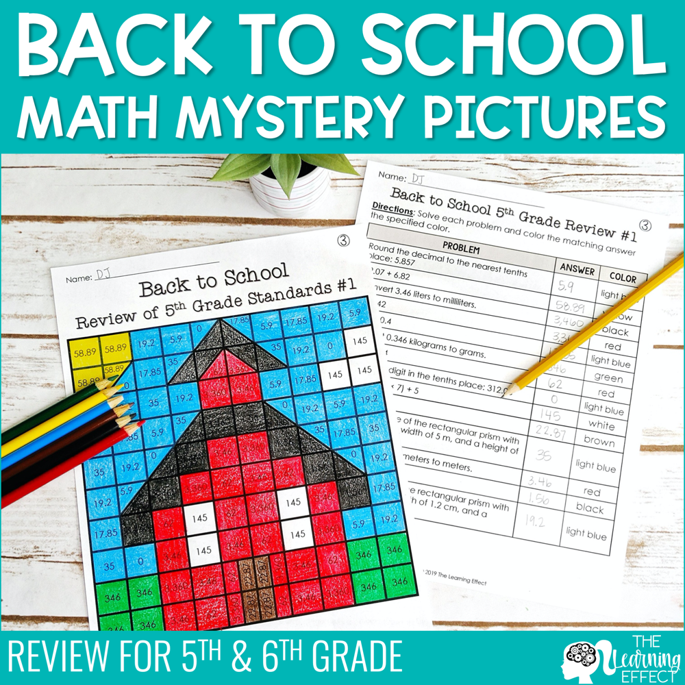back to school math mystery pictures activity shop the learning effect