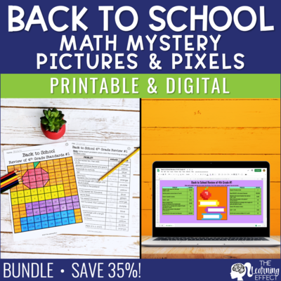 Back to School Math Mystery Pictures and Pixel Art BUNDLE Back to School Math Mystery Pictures and Pixel Art BUNDLE