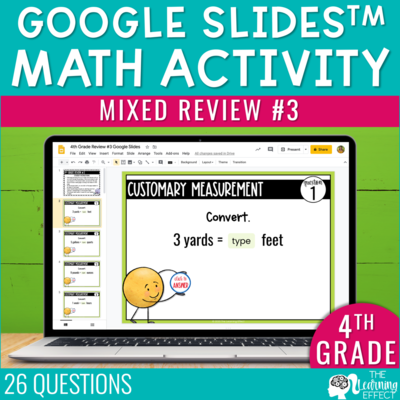 4th Grade Math Review #3 Google Slides End of Year | Digital Activity