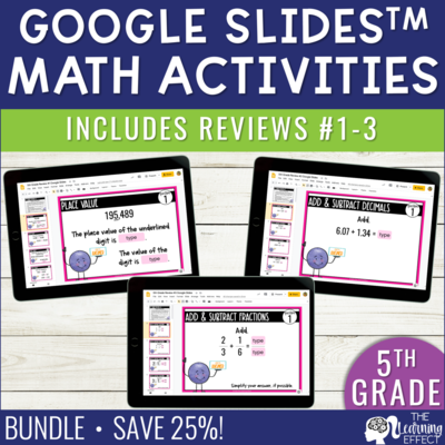 5th Grade Math Review #1-3 Google Slides End of Year BUNDLE 5th Grade Math Review #1-3 Google Slides End of Year BUNDLE