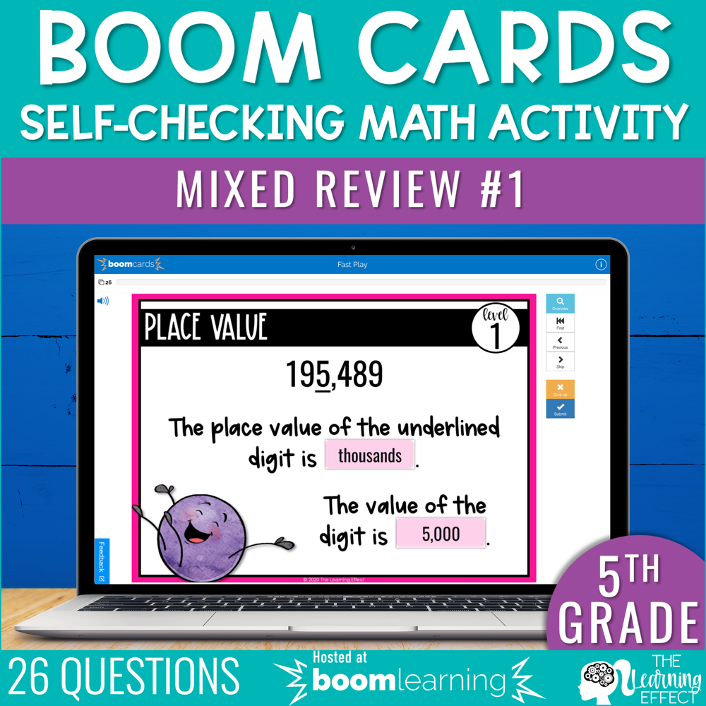 5th Grade Math Review #1 Boom Cards End of Year | Digital Activity