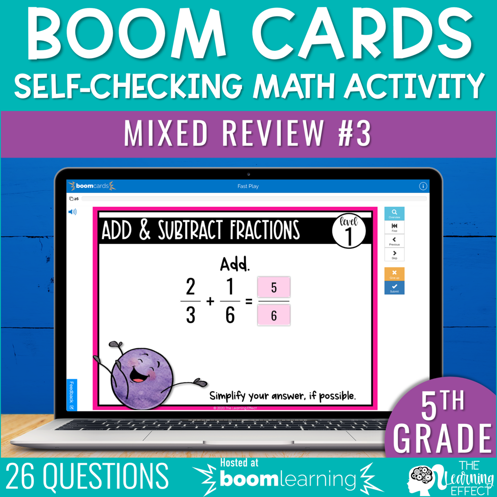 5th Grade Math Review #3 Boom Cards End of Year | Digital Activity