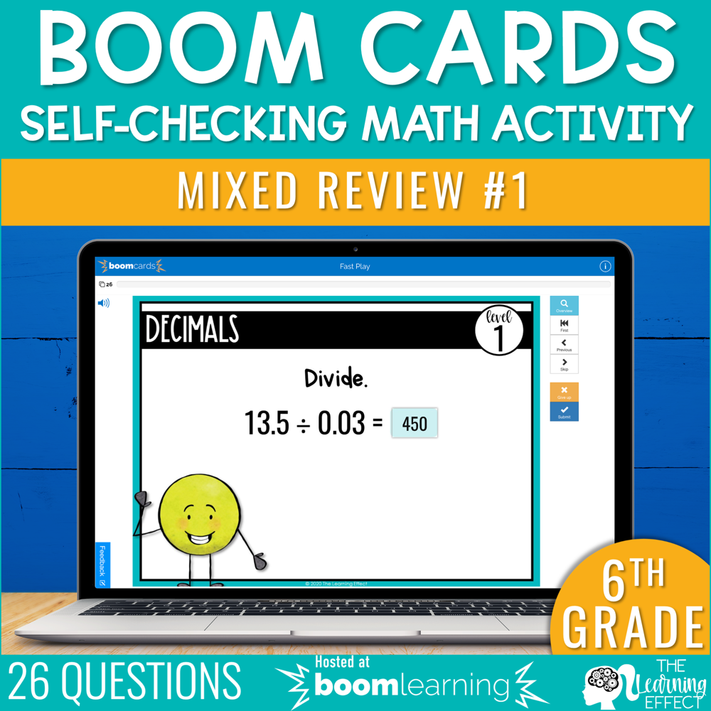 6th Grade Math Review #1 Boom Cards End of Year | Digital Activity