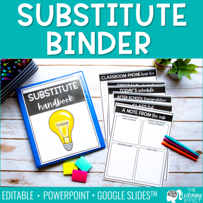 Substitute Binder Templates | Editable Print and Digital