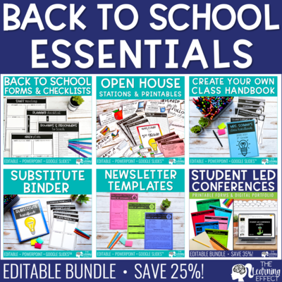 Back to School Forms, Printables, & Checklists BUNDLE | Editable Back to School Forms, Printables, & Checklists BUNDLE | Editable