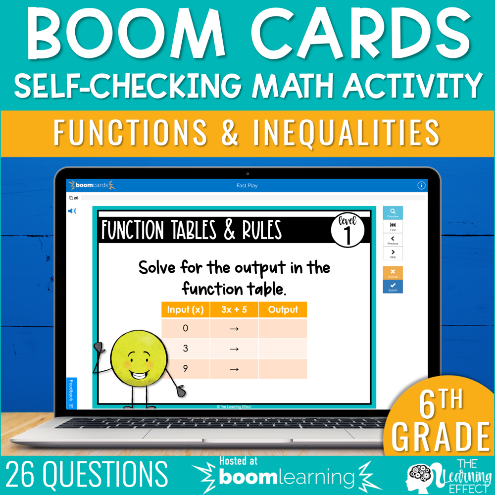 Functions and Inequalities Boom Cards | 6th Grade Digital Math Activity