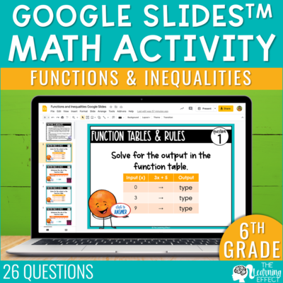 Functions and Inequalities Google Slides | 6th Grade Digital Math Activity