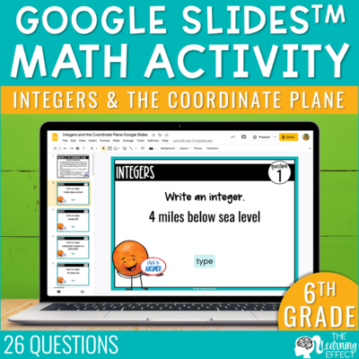 Integers & the coordinate plane google slides | 6th grade math review activity