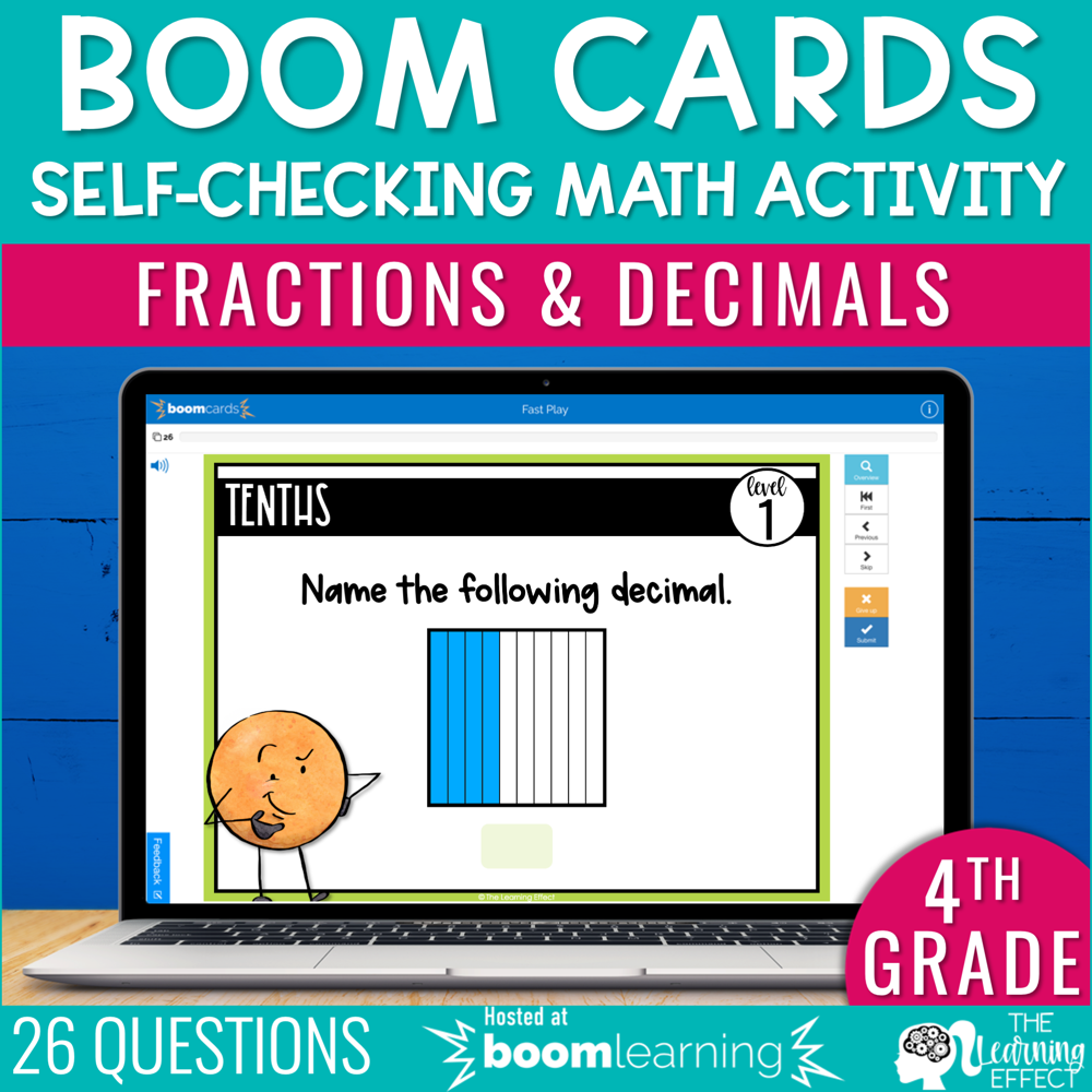 Fractions and Decimals Boom Cards | 4th Grade Digital Math Activity