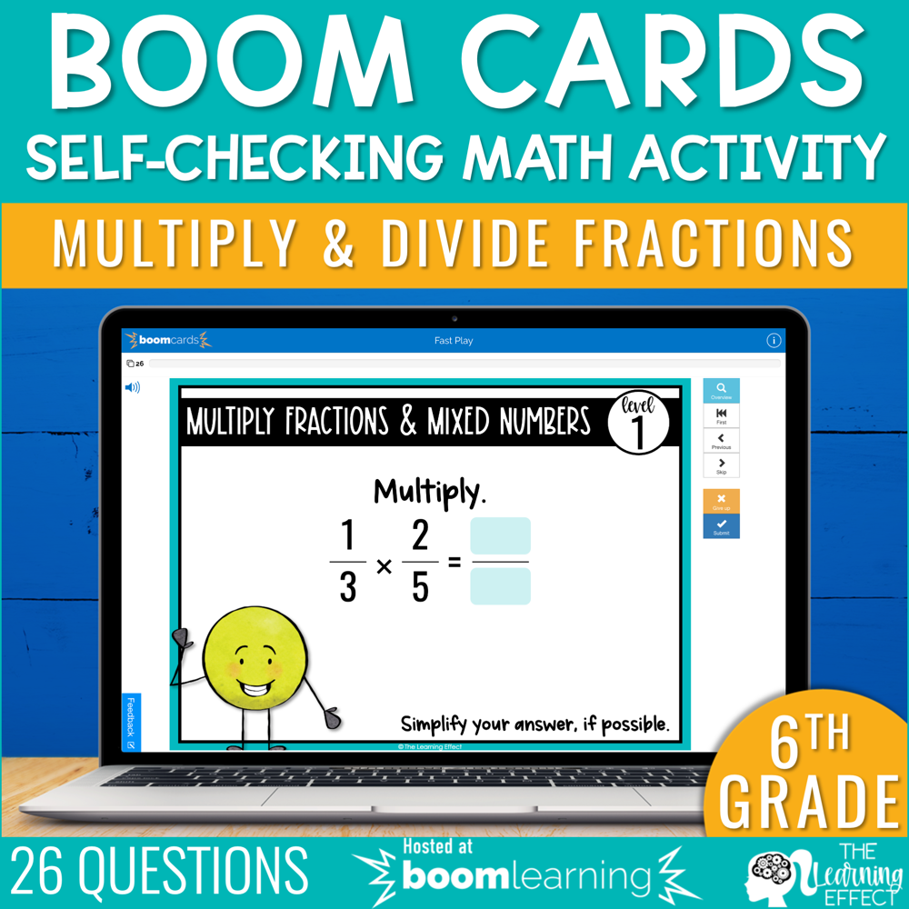 Multiply and Divide Fractions Boom Cards | 6th Grade Digital Math Activity