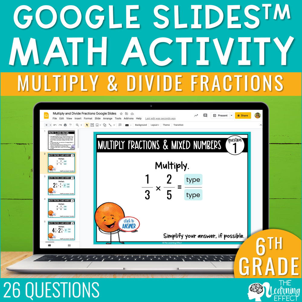 Multiply and Divide Fractions Google Slides | 6th Grade Digital Math Activity