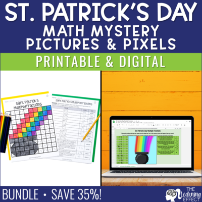 St. Patrick's Day Math Mystery Pictures and Pixel Art BUNDLE | Print and Digital