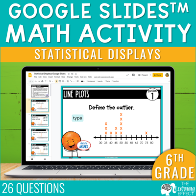 Statistical displays google slides | 6th grade math review test prep activity