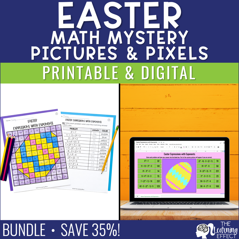 Easter Math Activities Mystery Picture & Pixel Art BUNDLE | Print + Digital