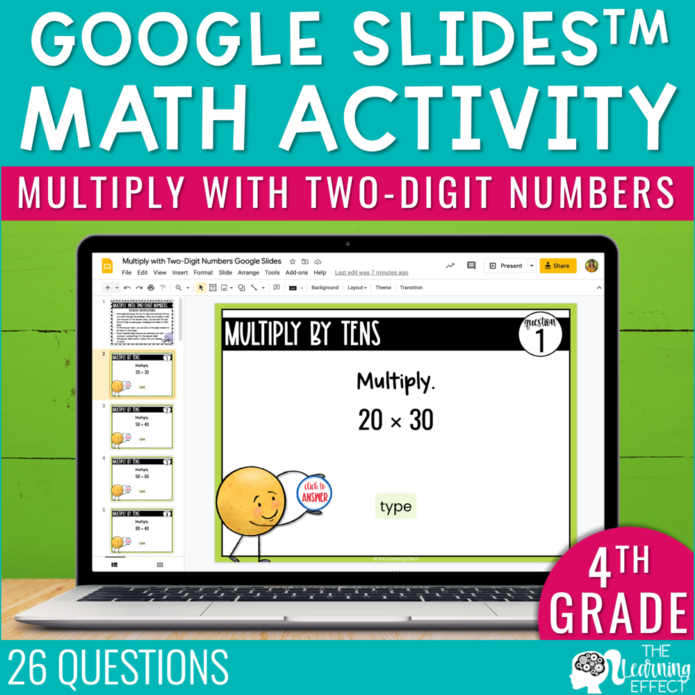 Multiply with Two-Digit Numbers Google Slides | 4th Grade Digital Math Activity