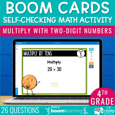 Multiply with Two-Digit Numbers Boom Cards | 4th Grade Digital Math Activity