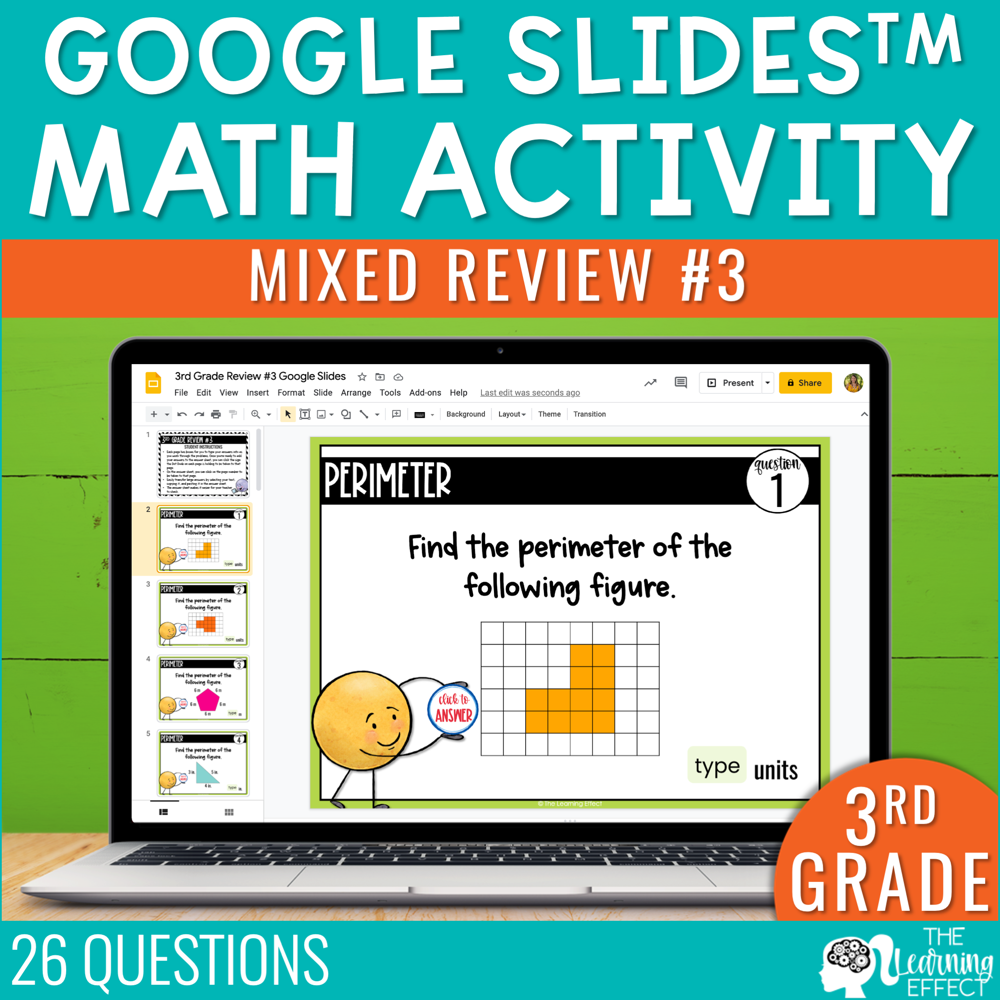 3rd Grade Math Review #3 Google Slides End of Year | Digital Activity