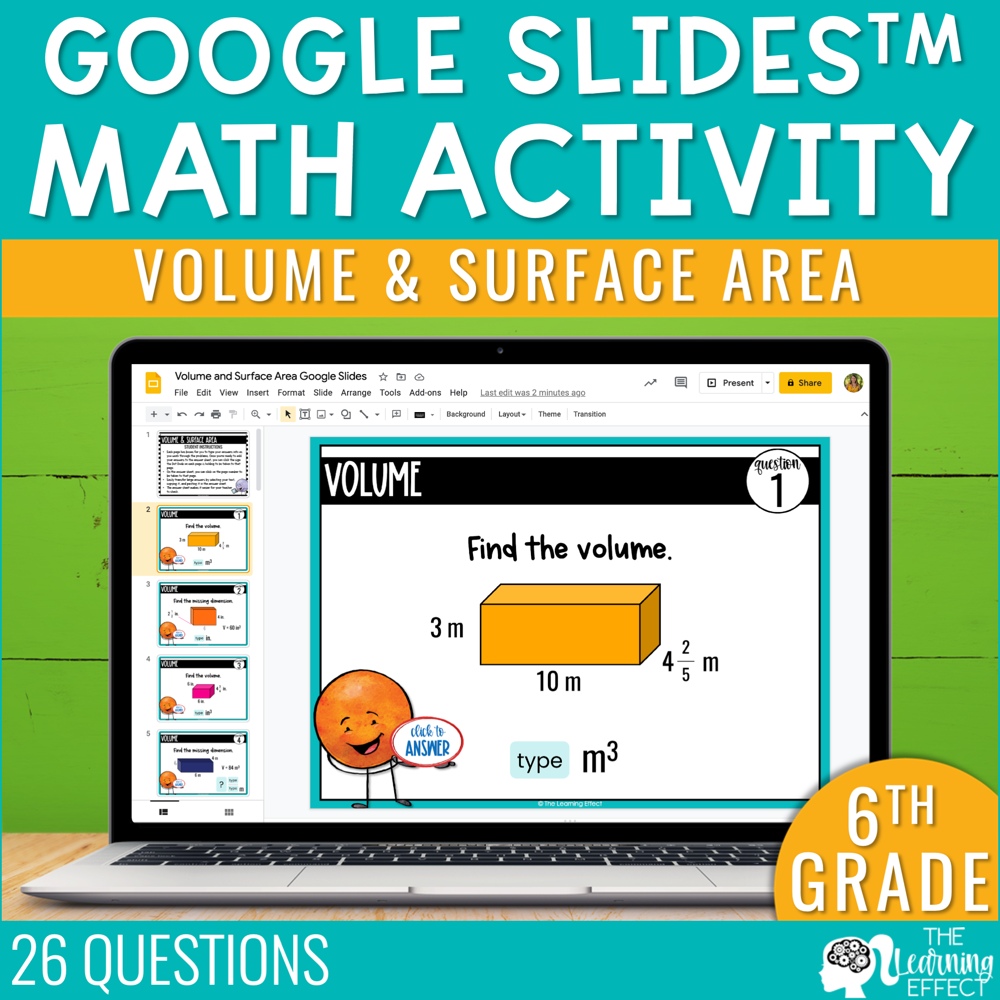 Volume and Surface Area Google Slides | 6th Grade Digital Math Activity