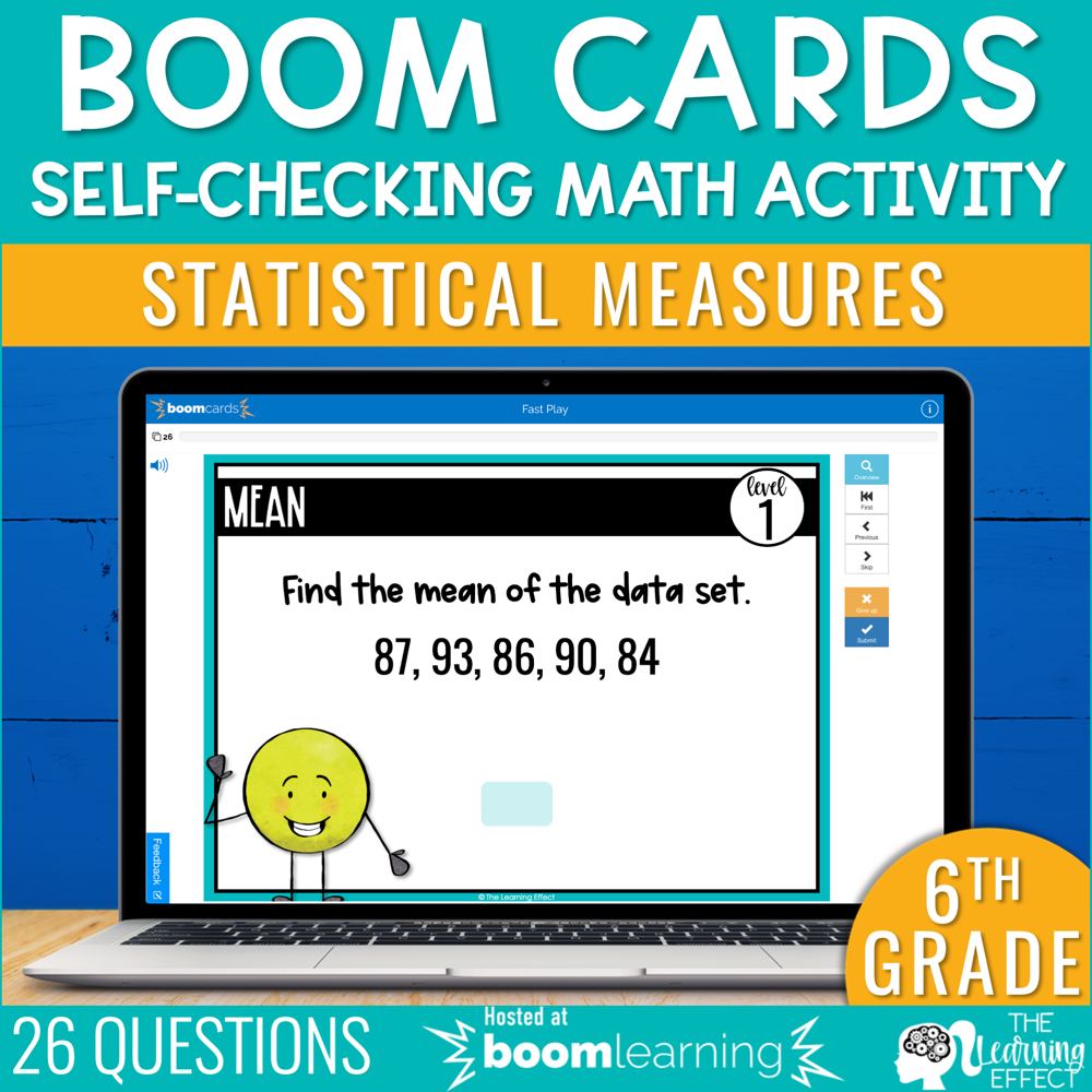 Statistical Measures Boom Cards | 6th Grade Digital Math Activity