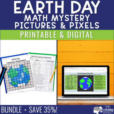 Earth Day Math Mystery Pictures and Pixel Art BUNDLE | Print and Digital