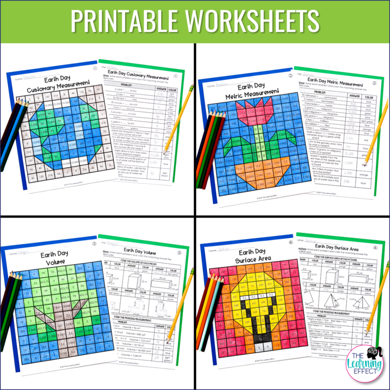 Spring math worksheets volume and surface area