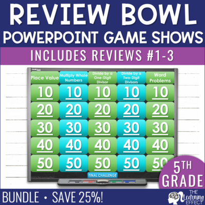 5th Grade Math Review #1-3 Game Shows End of Year BUNDLE