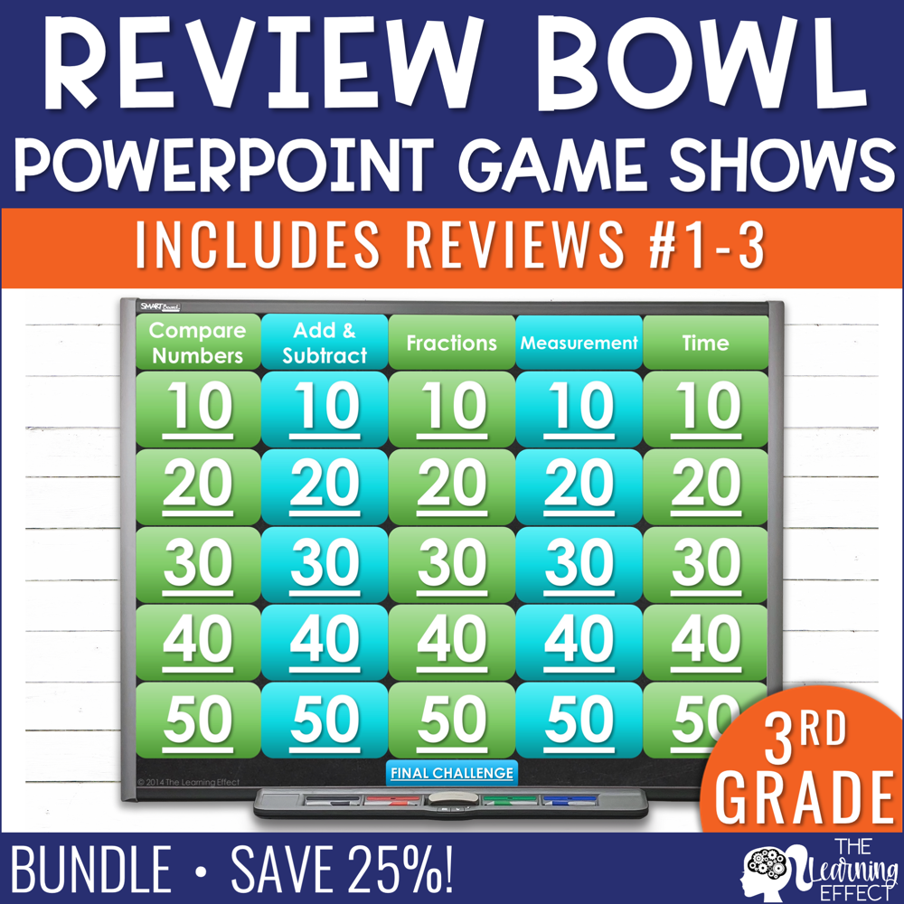 3rd Grade Math Review 1-3 Game Shows End of Year BUNDLE | Shop • The